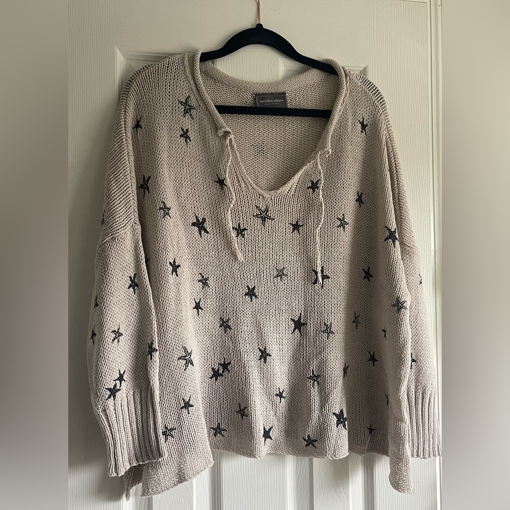 Wooden ships sweater with stars
